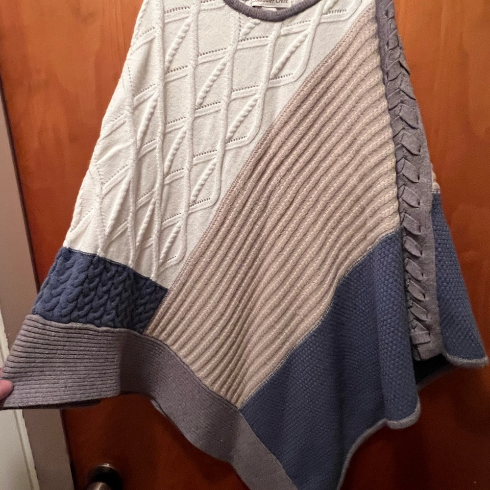 Elegant Coldwater Creek Color Block Sweater Poncho